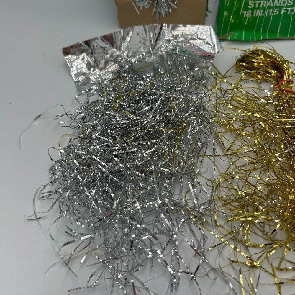 Vintage Christmas 80s Icicles Tinsel Tree Silver Gold 18
